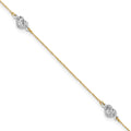 14k Two-tone Diamond-cut Triple Puffed Hearts 9 inch Plus 1 inch Extender - Total 10 inch Anklet, 9 mm