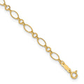 14k Fancy Figaro Link 9 inch Plus 1 inch Extender - Total 10 inch Anklet, 9 x 4 mm