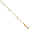 14k Textured Oval Shapes 9 inch Plus 1 inch Extender - Total 10 inch Anklet, 9 x 1 mm