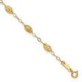 14k Textured Rice Puff Beads 9 inch Plus 1 inch Extender - Total 10 inch Anklet, 9 mm