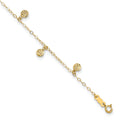 14k Hollow Dangle Circles 9 inch Plus 1 inch Extender - Total 10 inch Anklet, 9 mm