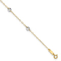 14K Two-tone Chain and Wavy Circles 6-Station 9 inch Plus 1 inch Extender - Total 10 inch Anklet, 9 mm