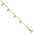 14K Cable Chain with Diamond Cut Dots 9 inch Plus 1 inch Extender - Total 10 inch Anklet, 9 mm