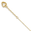 14K Cable Chain with Diamond-cut Heart Cage Dangle 9 inch Plus 1 inch Extender - Total 10 inch Anklet, 9 mm