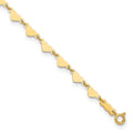 14K Hearts and Oval Links 9 inch Plus 1 inch Extender - Total 10 inch Anklet, 9 x 1 mm