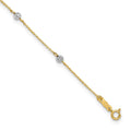 14K Two-tone Diamond-cut Beads 7-Station 9 inch Plus 1 inch Extender - Total 10 inch Anklet, 9 mm
