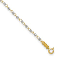 14K Two-tone Chain with Mirror Beads 9 inch Plus 1 inch Extender - Total 10 inch Anklet, 9 mm