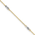 14K Two-tone Fancy Twist 5-Station 9 inch Plus 1 inch Extender - Total 10 inch Anklet, 9 mm