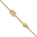 14K Polished Arrow 9 inch Plus 1 inch Extender - Total 10 inch Anklet, 9 x 1 mm