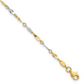 14K Two-Tone Polished Twisted Link 9 inch Plus 1 inch Extender - Total 10 inch Anklet, 9 mm