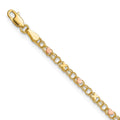 14k Polished and Satin Rose-plated X-and-Heart 10 inch Anklet, 10 x 2.6 mm