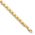 14k Polished Double-Sided Hearts Double Link 10 inch Anklet, 10 x 4 mm