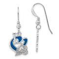 Sterling Silver NHL Colorado Avalanche Enameled I Heart Dangle Earrings, 32.25 x 13.2 mm