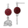 Sterling Silver NHL LogoArt Colorado Avalanche Crystal Ovation Earrings, 32.25 x 12.5 mm