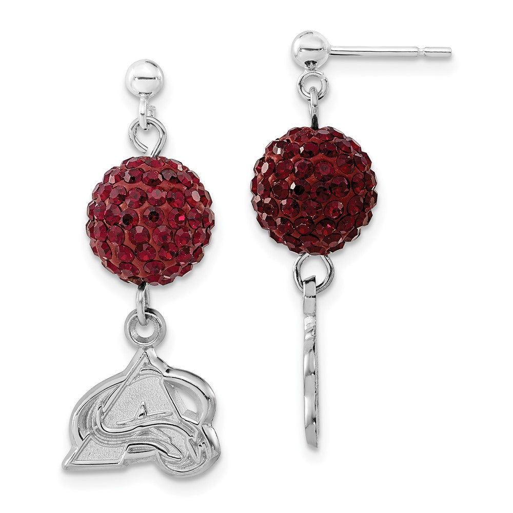 Sterling Silver NHL LogoArt Colorado Avalanche Crystal Ovation Earrings, 32.25 x 12.5 mm