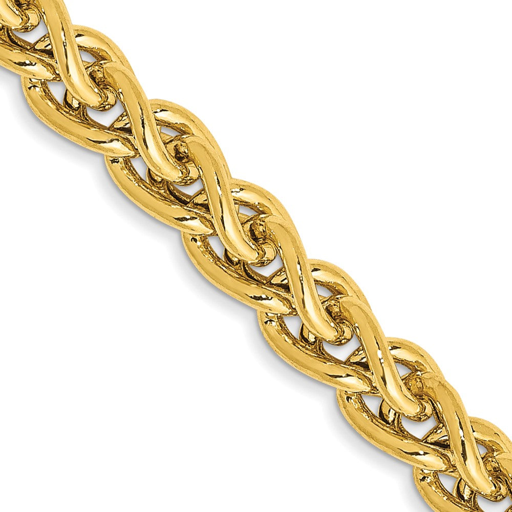Golden Treasures 14K 22 inch 4.15mm Semi-Solid Wheat with Lobster Clasp Chain, 22 x 4.15 mm