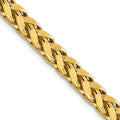 14K 18 inch 5mm Semi-Solid Diamond-cut Wheat with Lobster Clasp Chain, 18 x 5 mm