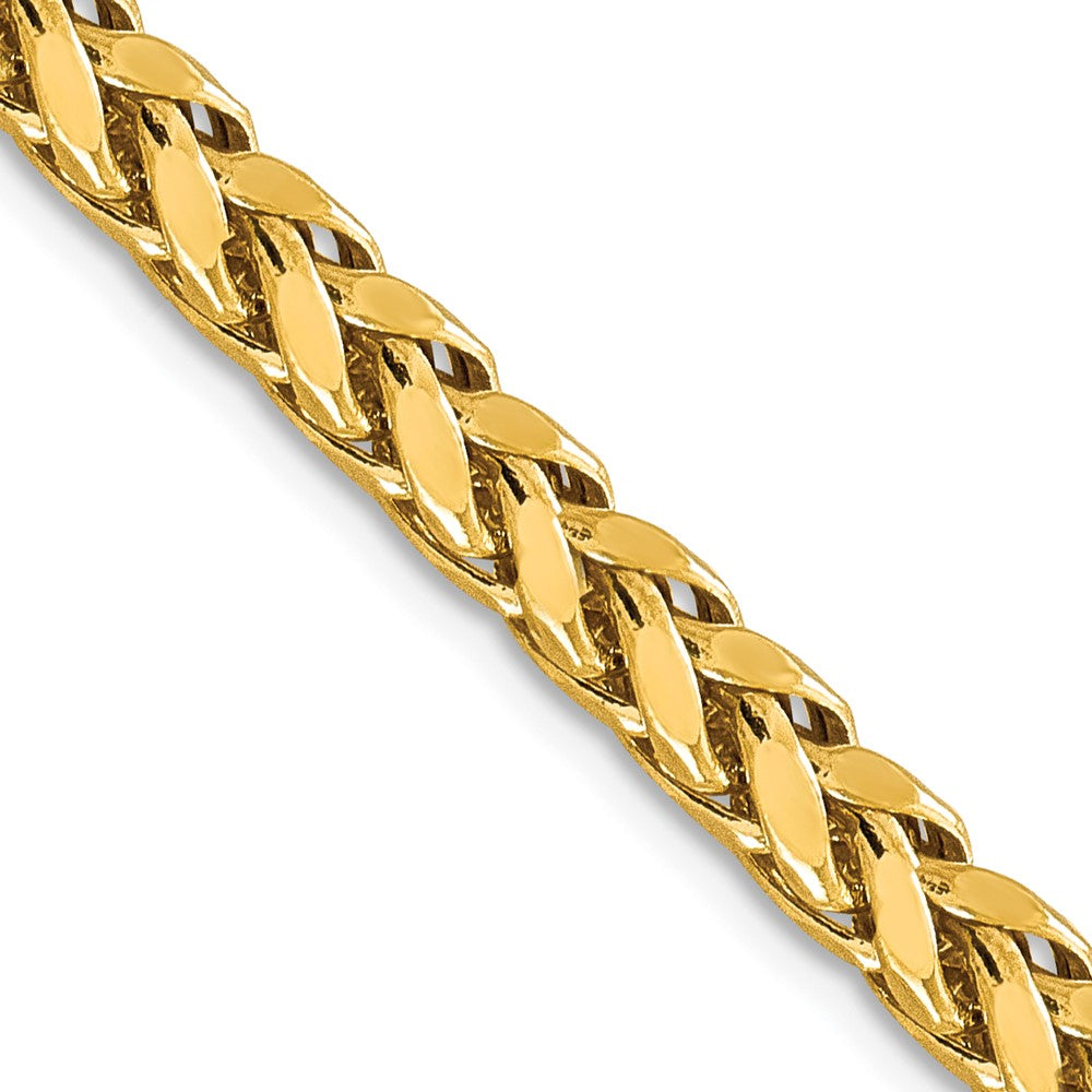 14K 18 inch 5mm Semi-Solid Diamond-cut Wheat with Lobster Clasp Chain, 18 x 5 mm