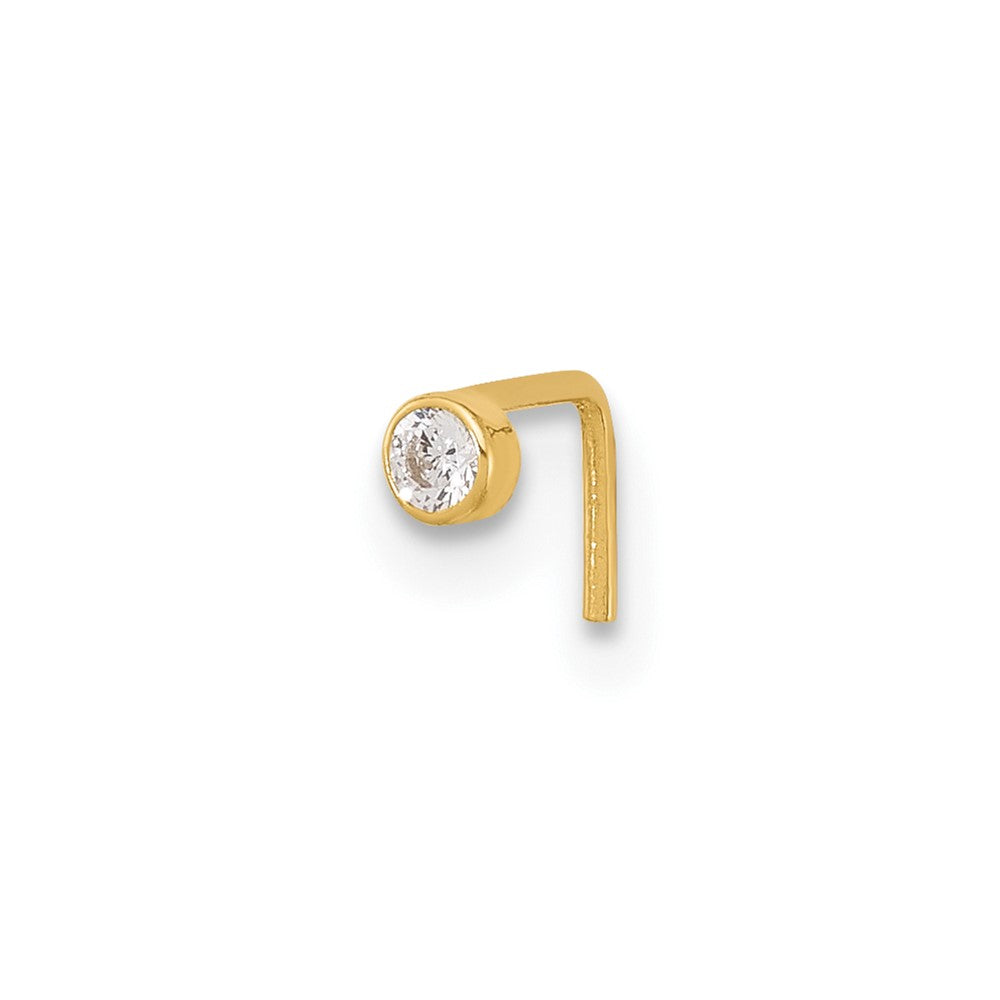 14k 22 Gauge 2.5mm Round CZ Nose Stud