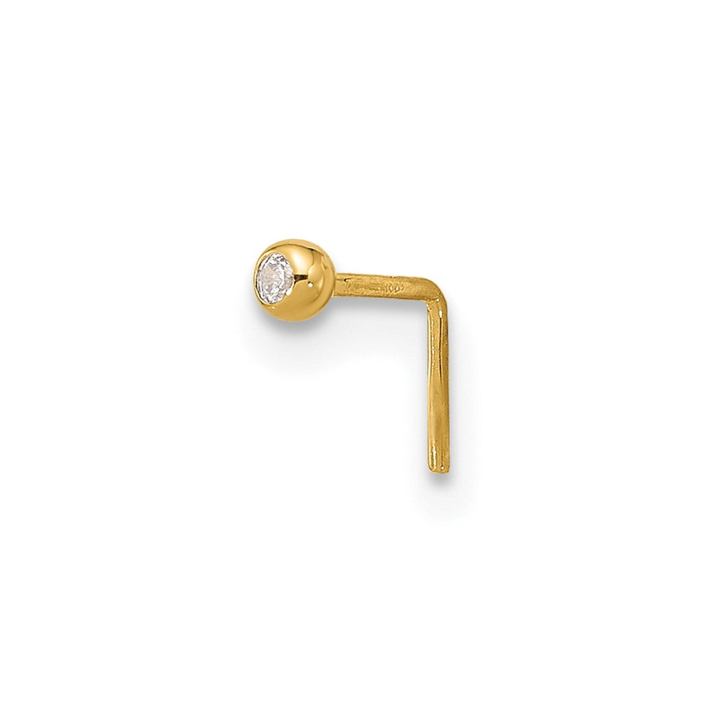 14k 23 Gauge 2.2mm Round CZ Nose Stud