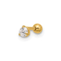 14k 18 Gauge 3mm Round CZ Labret/Face Jewelry