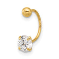 14k 20 Gauge 5mm CZ Eyebrow Jewelry