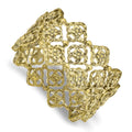 1928 Jewelry Brass-tone Wide Filigree Floral Pattern Link Stretch Bracelet, 31.65 mm