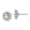1928 Silver-tone Clear Crystal Post Earrings, 11 x 13 mm
