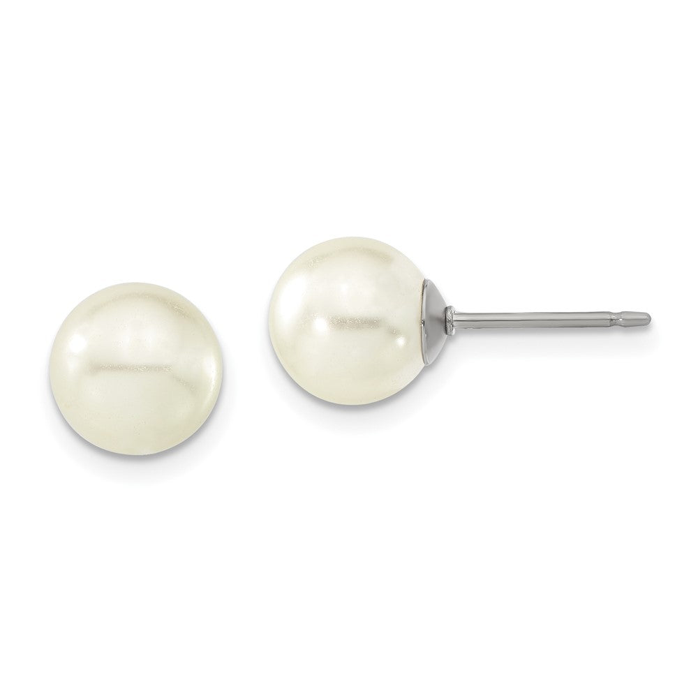 1928 Jewelry Gold-tone 8mm Ivory Imitation Pearl Post Stud Earrings, 8 x 8 mm