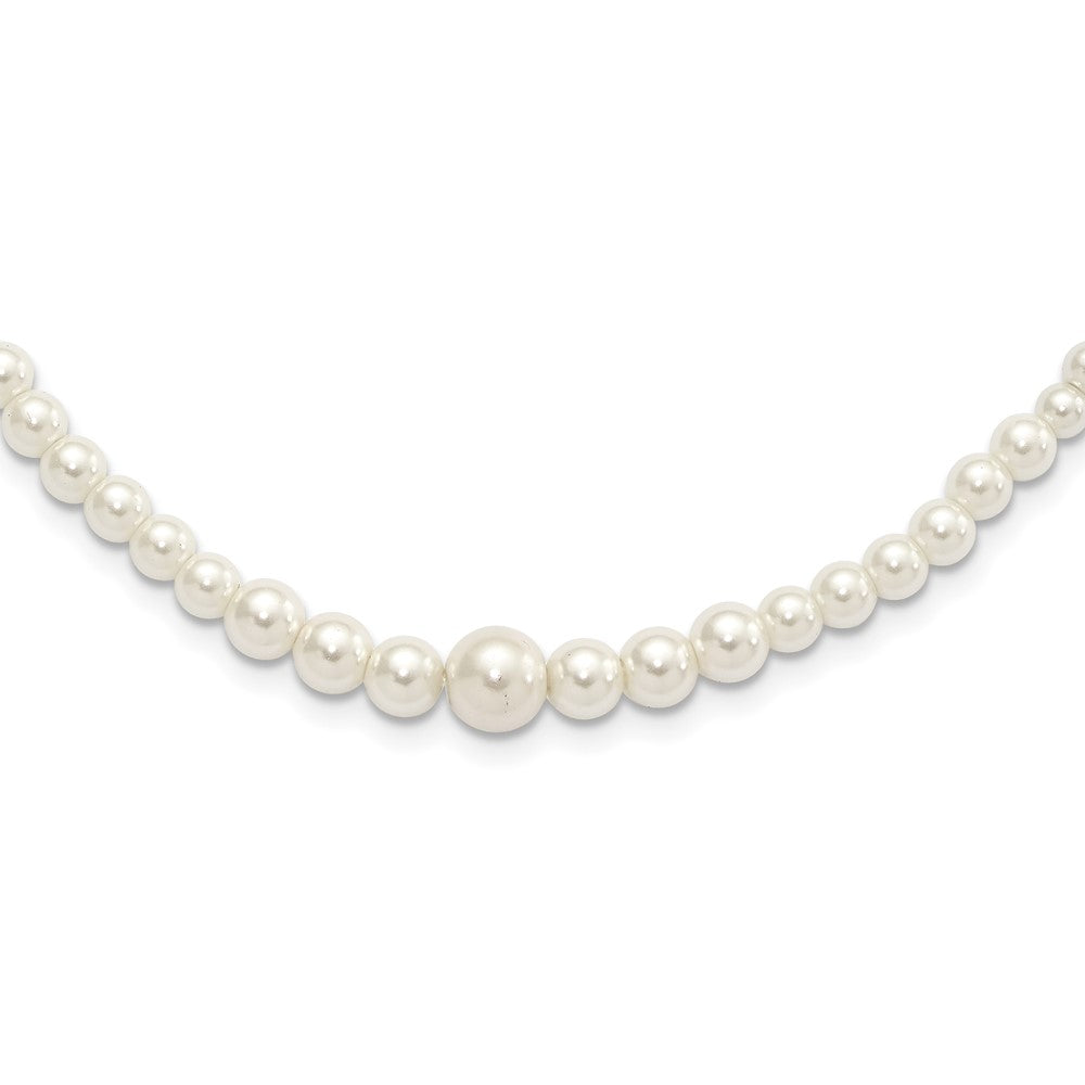 1928 Jewelry Gold-tone Clasp 2mm to 8mm Ivory Imitation Pearl Graduated Strand 18 inch Necklace, 18 x 8 mm