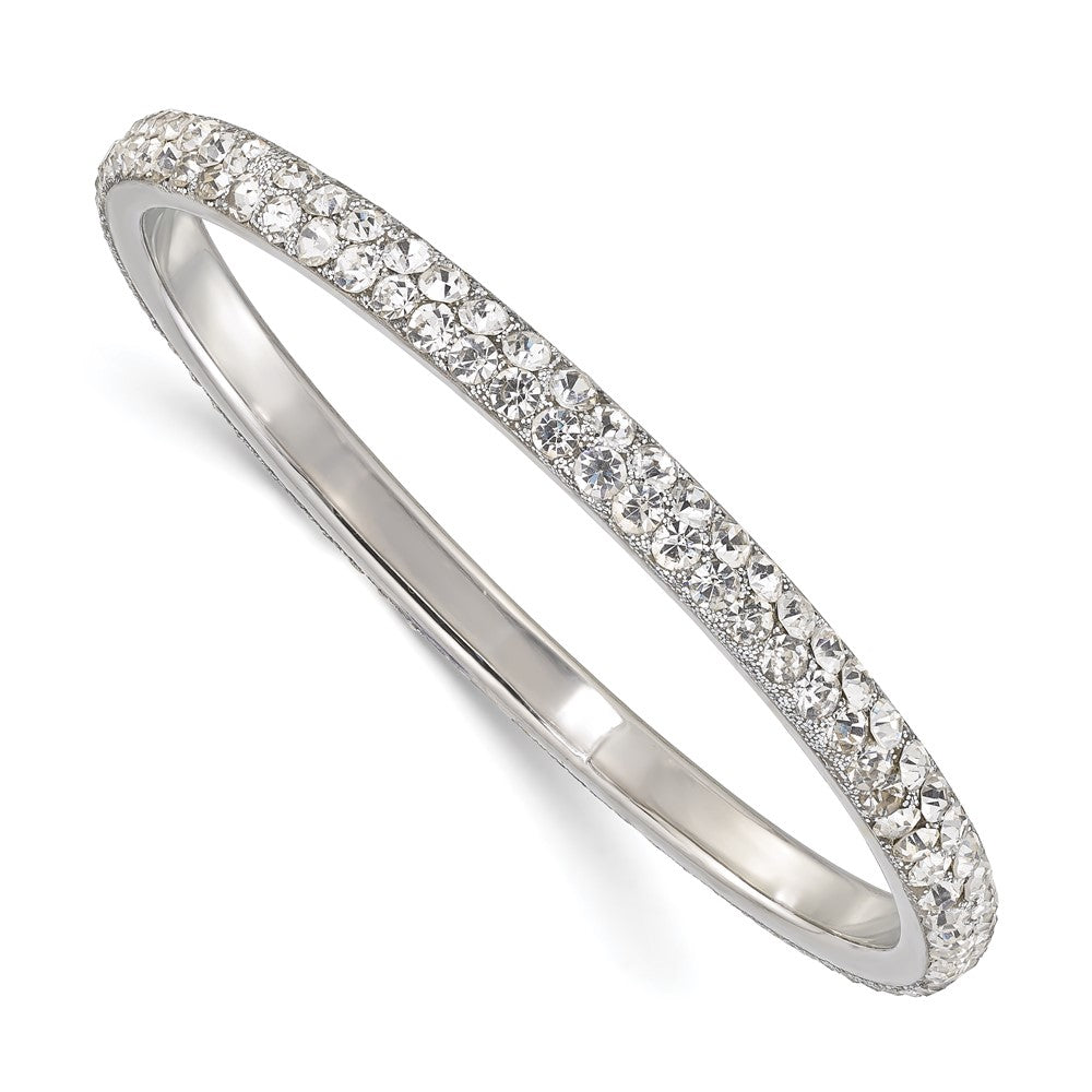 1928 Jewelry Silver-tone Clear Crystal Slip-on Bangle Bracelet, 5.8 mm