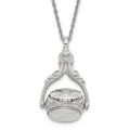 1928 Jewelry Silver-tone Three Sided Spinning Floral Pattern Oval 13mm Lockets 30 inch Necklace Holds 6 Photos, 30 x 22.5 mm