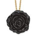 Lacquer Dipped Black Real Rose with 18 inch Gold-tone Necklace, 18 mm