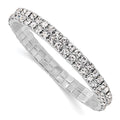 1928 Jewelry Silver-tone Sparkling Clear Crystal Two Row Stretch Bracelet, 7 x 7 mm