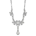 1928 Jewelry Silver-tone Sparkling Clear Crystals from Swarovski Teardrop Adjustable 15 inch Vintage Style Necklace with 3 inch extension, 15 x 7.5 mm