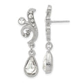 1928 Jewelry Silver-tone Sparkling Clear Crystal from Swarovski Teardrop Vintage Style Dangle Post Earrings, 36 x 9.5 mm