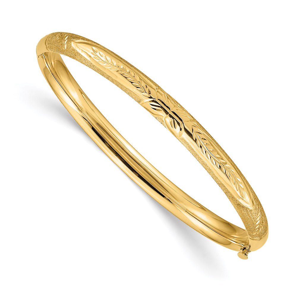 14k 3/16 Florentine 5mm Hinged Baby Bangle, 6 x 5 mm