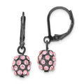 1928 Jewelry Black-plated Pink Glass Stones Fireball Dangle Leverback Earrings, 26 x 8 mm