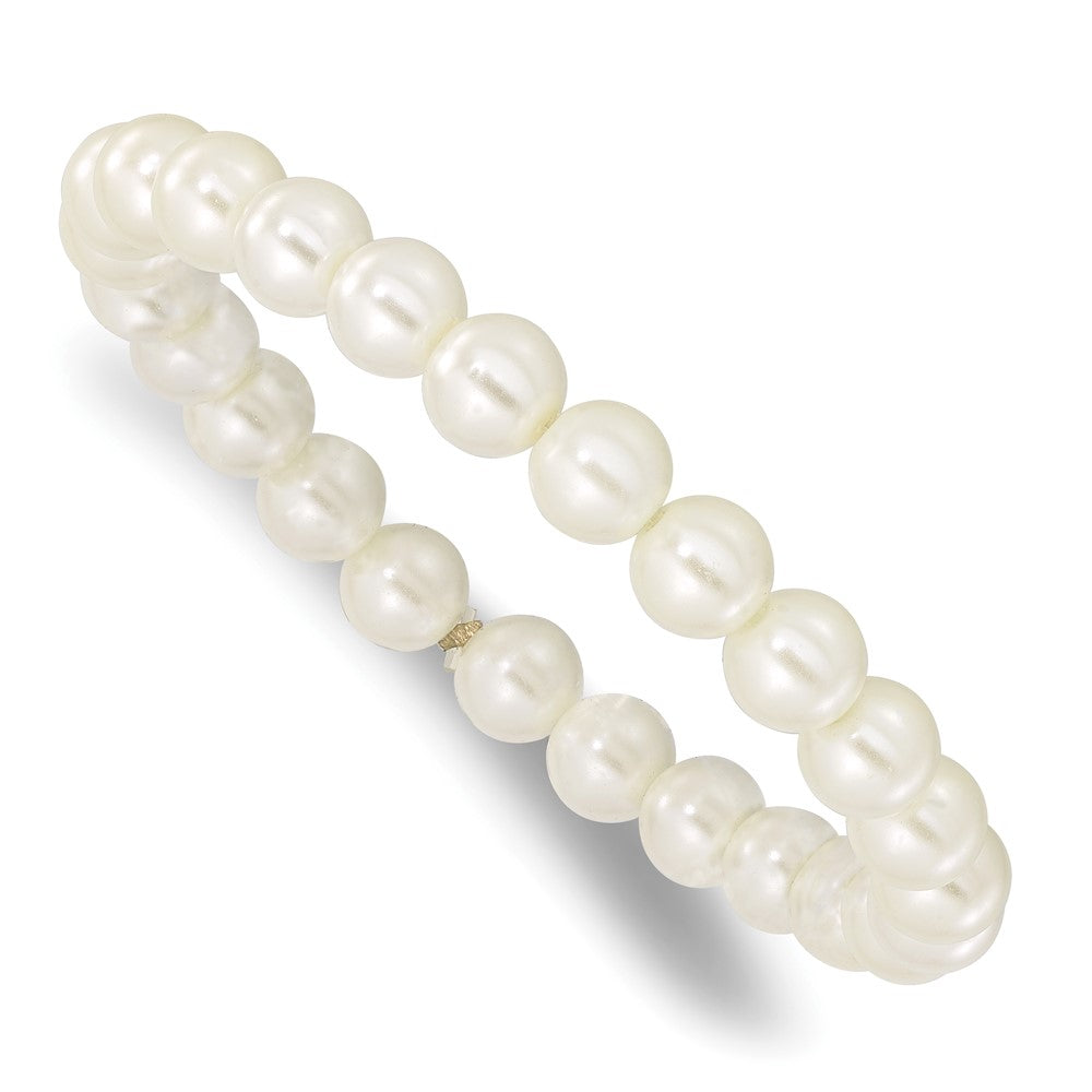 1928 Jewelry 8mm Ivory Imitation Pearl Stretch Bracelet, 7 x 9.5 mm