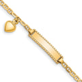 14k Polished Solid Chain/Solid Plate Heart Dangle Anchor Link 20x5mm Plate 6 inch Baby/Child ID Bracelet, 6 x 5 mm