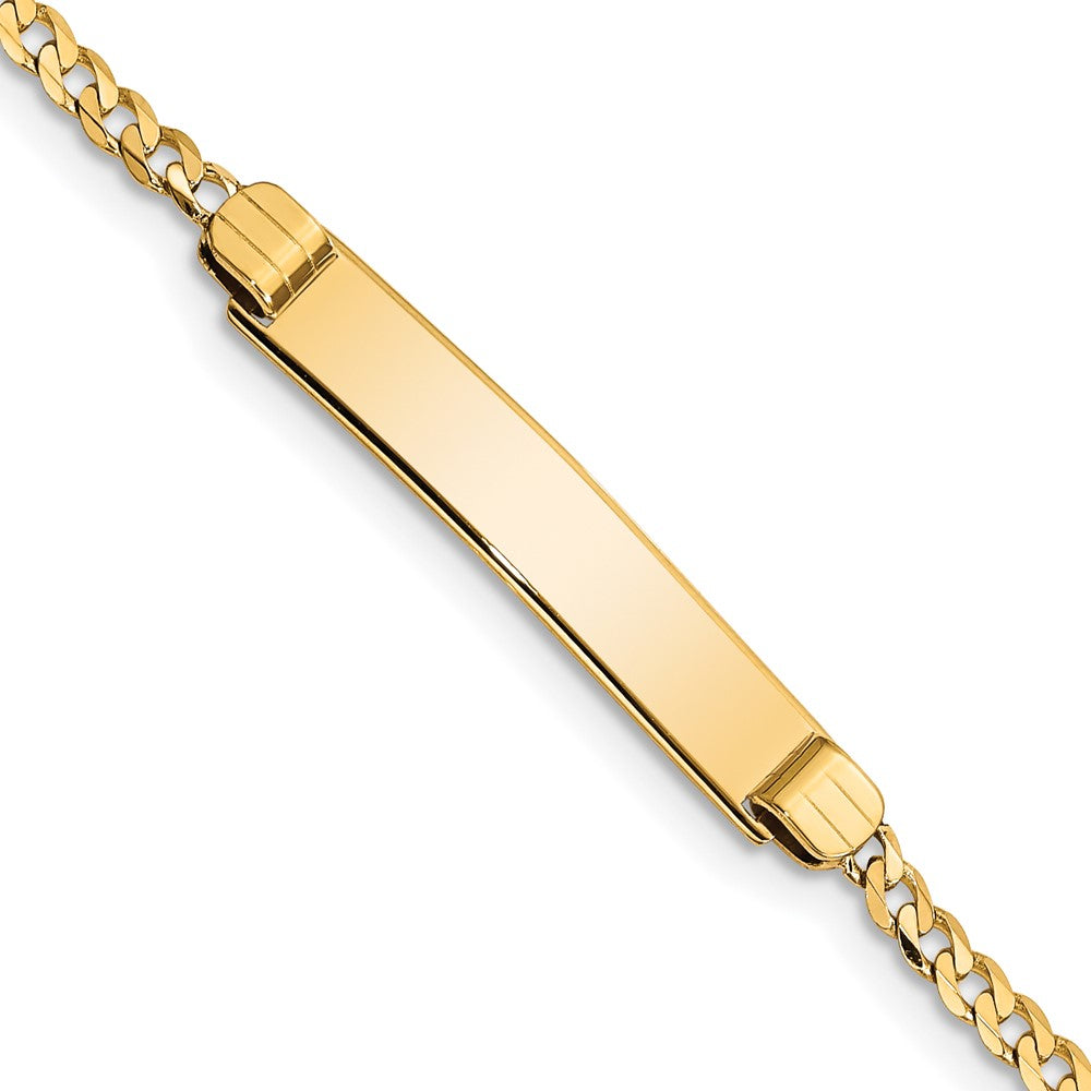 14k Polished Solid Chain/Solid Plate Curb Link 26x5mm Plate 6 inch Baby/Child ID Bracelet, 6 x 5 mm