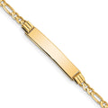 14k Polished Solid Chain/Solid Plate Figaro Link 26x5mm Plate 6 inch Baby/Child ID Bracelet, 6 x 5 mm