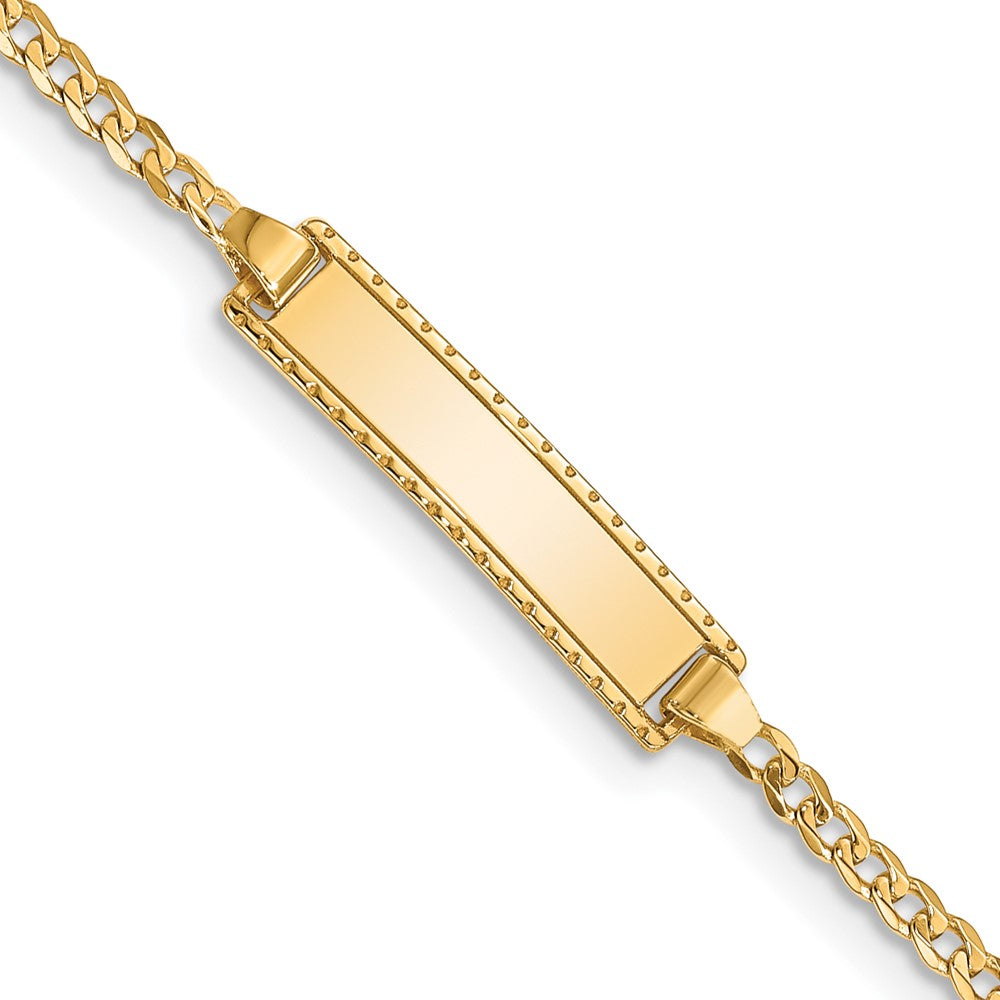 14k Polished Solid Chain/Solid Plate Curb Link 18.5x5mm Plate 6 inch Baby/Child ID Bracelet, 6 x 5 mm