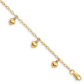 14K Puffed Heart 6 inch Childs Charm Bracelet, 6 x 6 mm