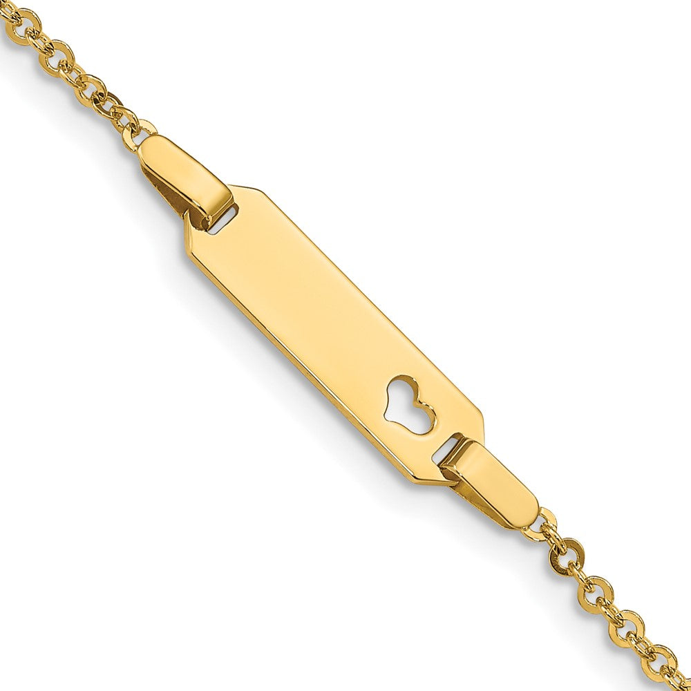 14K Polished Cut-out Heart 18x5mm Plate 6 inch Baby/Child ID Bracelet, 6 x 6 mm