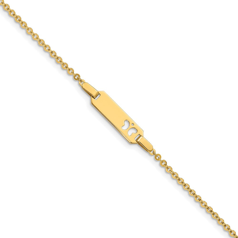 14K Polished Cut-out Butterfly 18x5mm Plate 6 inch Baby/Child ID Bracelet, 6 x 6 mm
