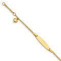 14k Polished Solid Chain/Solid Plate Heart Dangle 20x6mm Plate 4.5 inch Baby/Child ID Bracelet with 0.5 inch Extender, 4.5 x 5 mm