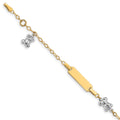 14k Two-tone Polished Teddy Bears and 18x5mm Plate 5.5 inch Baby/Child ID Bracelet with 0.5 inch Extender, 5.5 x 5 mm