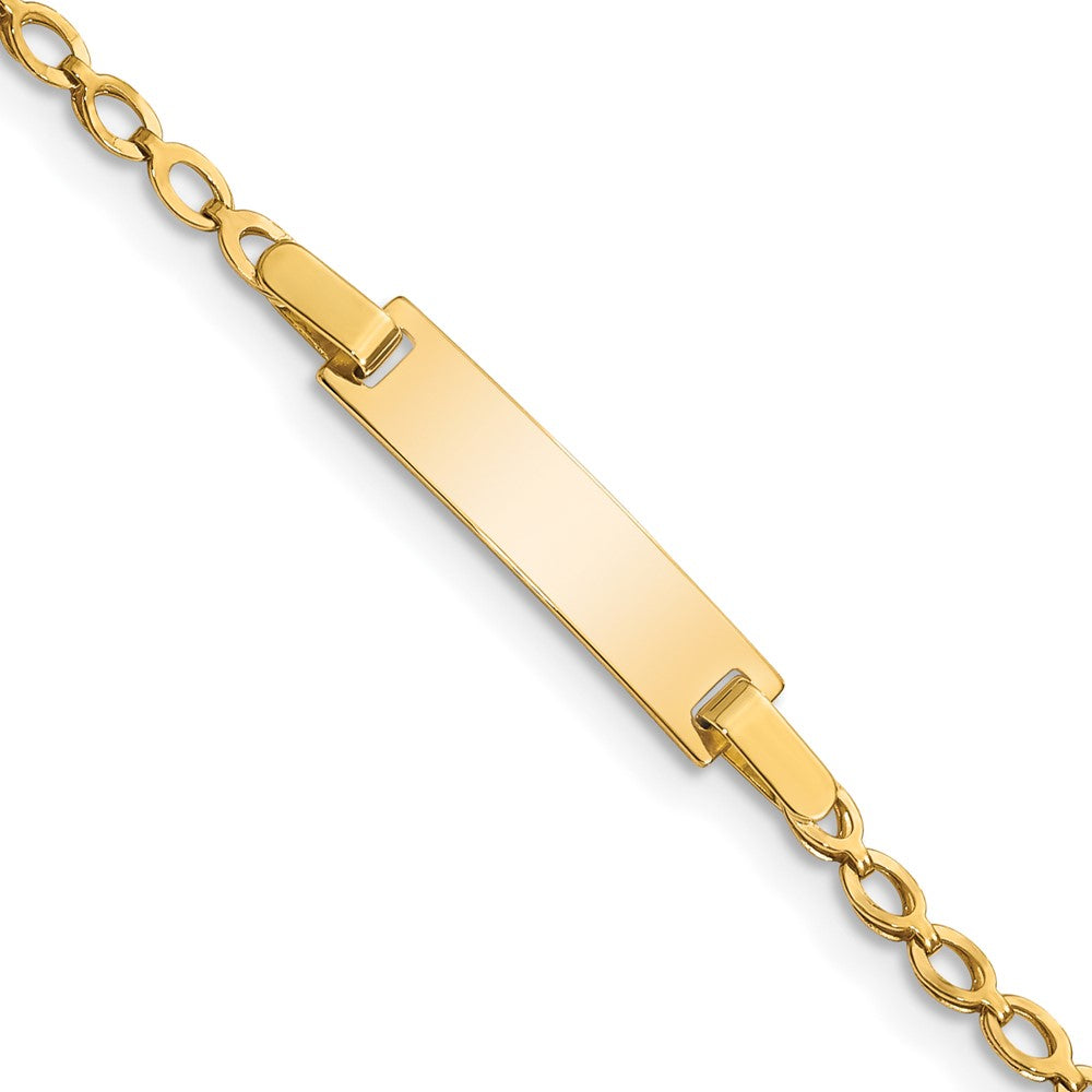 14k Polished Solid Chain/Solid Plate Fancy Link 16x5mm Plate 6 inch Baby/Child ID Bracelet, 6 x 5 mm