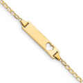14k Polished Solid Chain/Solid Plate Flat Curb Link Cut-out Heart 20x5mm Plate 6 inch Baby/Child ID Bracelet, 6 x 5 mm